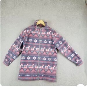 Haband Weekends everyday Aztec purple lilac pink fleece zip jacket